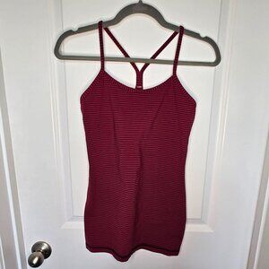 Lululemon Power Y Tank *Luon - 6 Parallel Stripe Cranberry